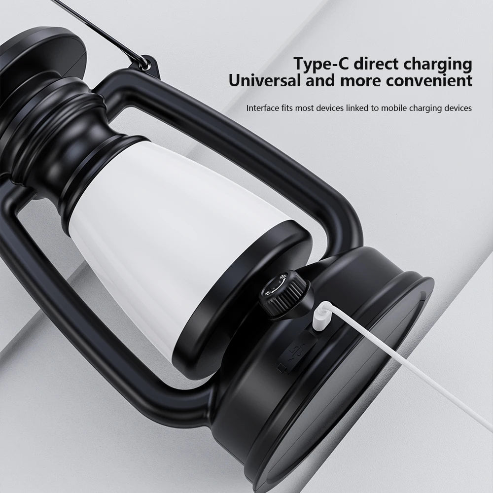 Lanterne Rétro Camping LED Solaire & USB - 3 Modes de Lumière