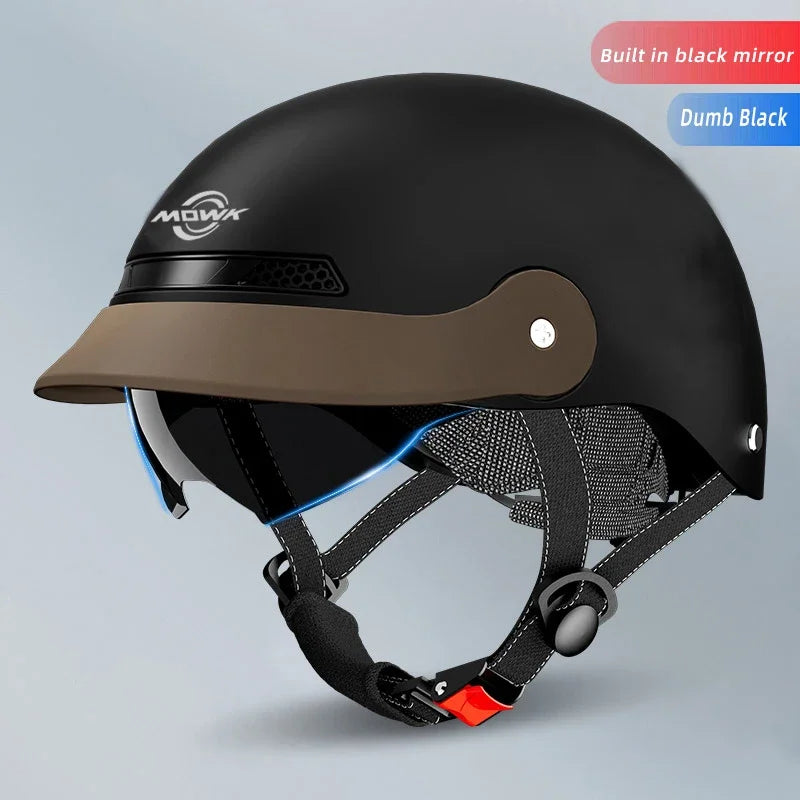 Casque Moto/Vélo avec Visière Vintage pour Femme – Respirant & Réfléchissant – Homme Femme