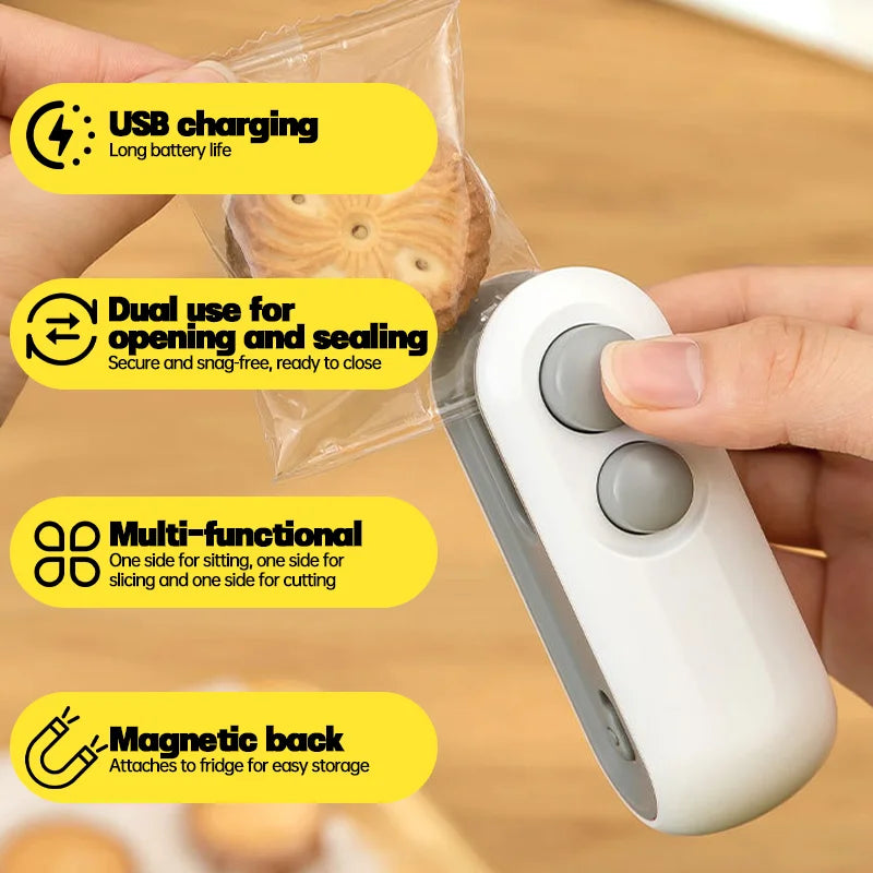 Mini Scelleuse Thermique 2-en-1 - Scelle & Ouvre vos Sachets