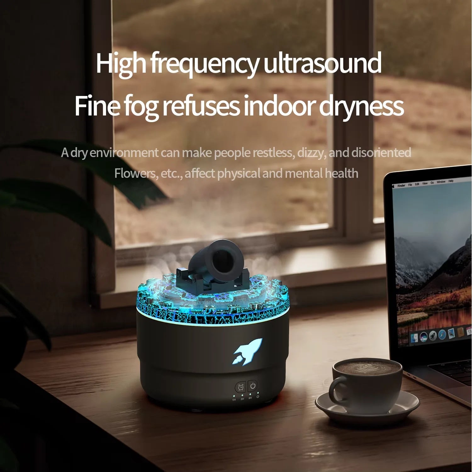 Humidificateur d'Aromathérapie Design Canon Volcanique