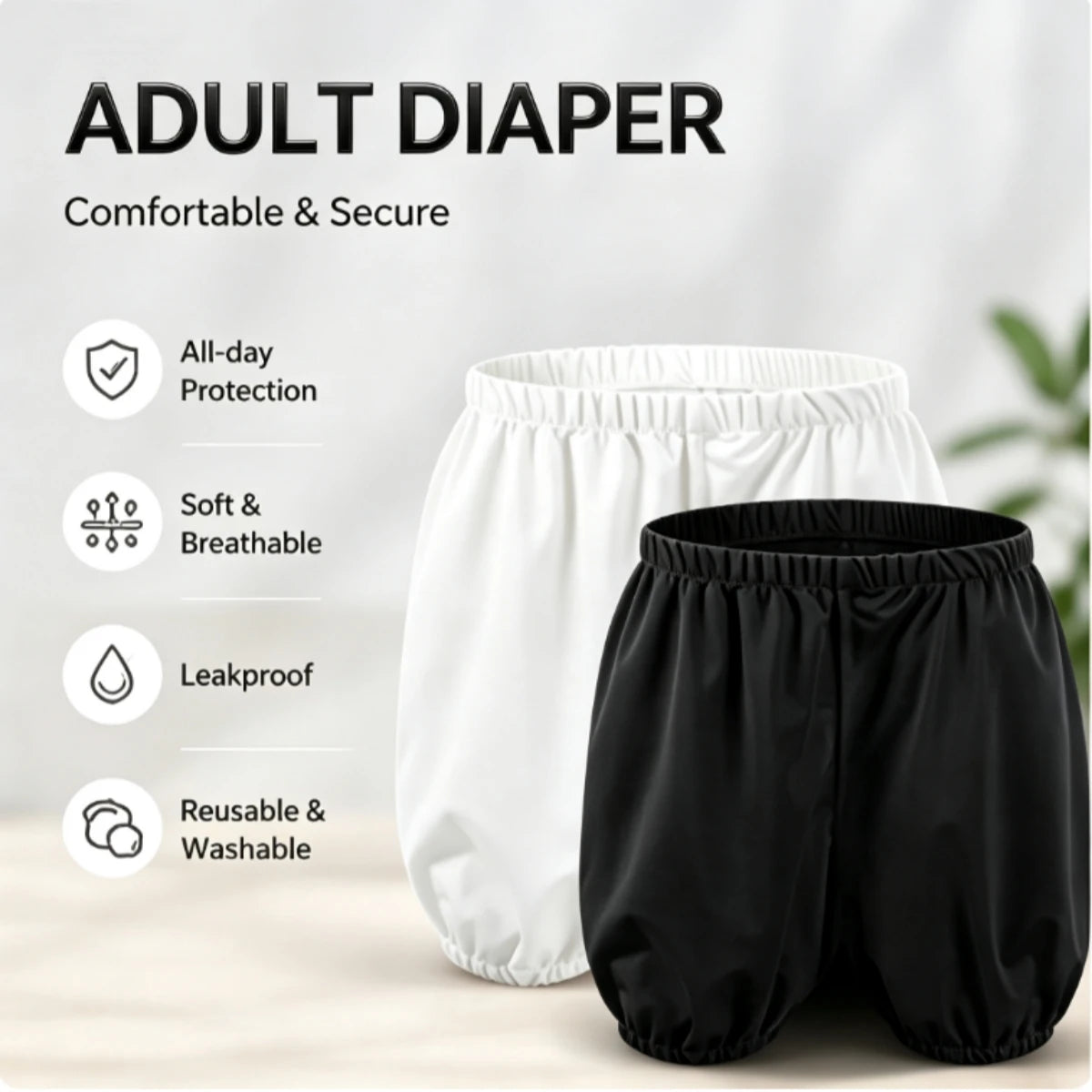 Short d’Incontinence Doux & Réutilisable pour Adultes - Protection Anti-Fuites Imperméable