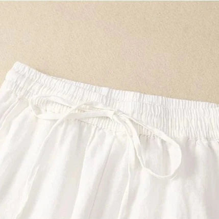 Pantalon Rétro en Coton & Lin Ample Femme - Mi-Saison
