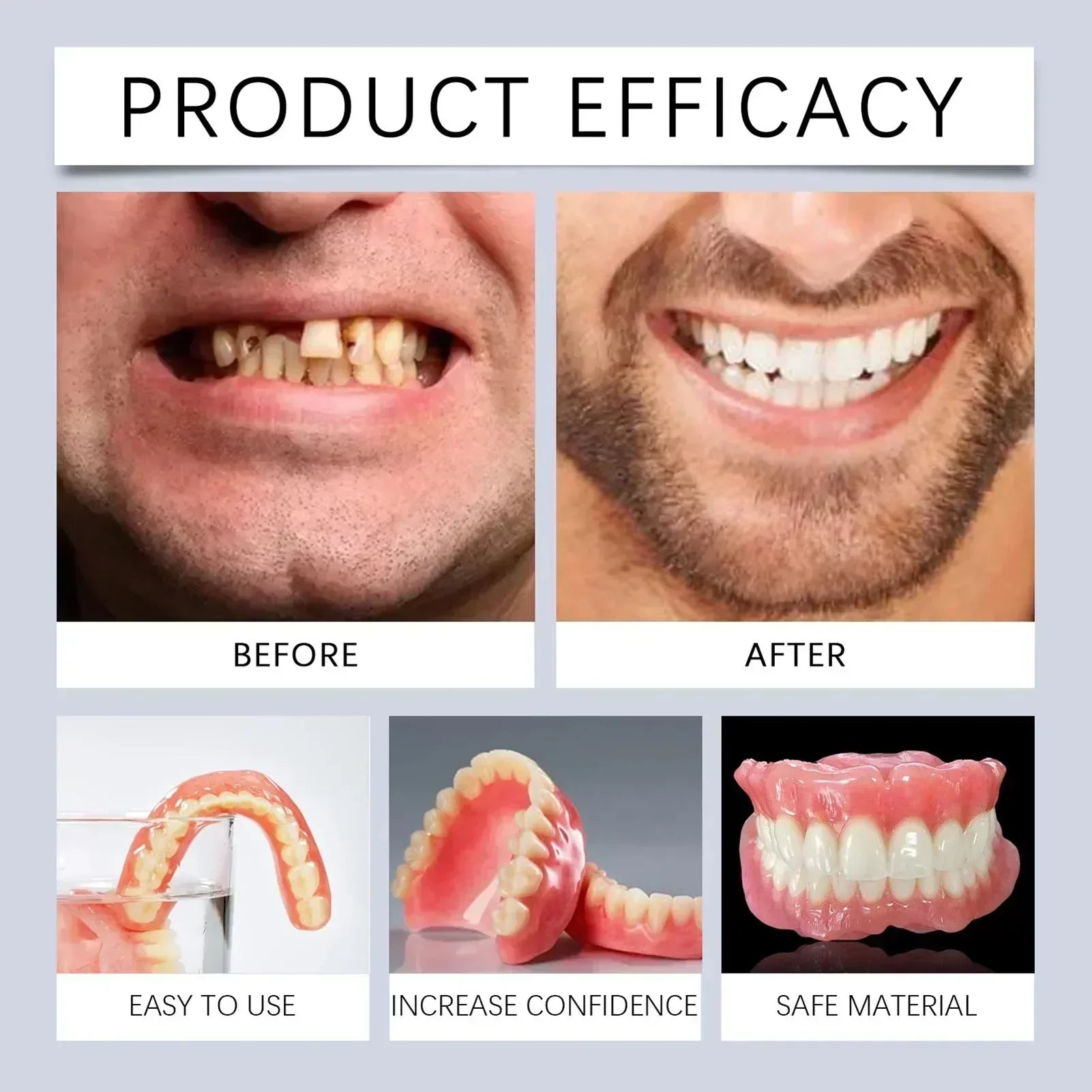 Kit de Prothèse Dentaire - Correction Instantanée du Sourire