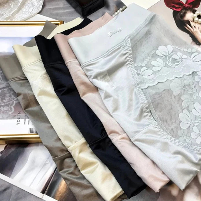 Lot de 3 Culottes Sexy en Soie Glacée et Dentelle Florale