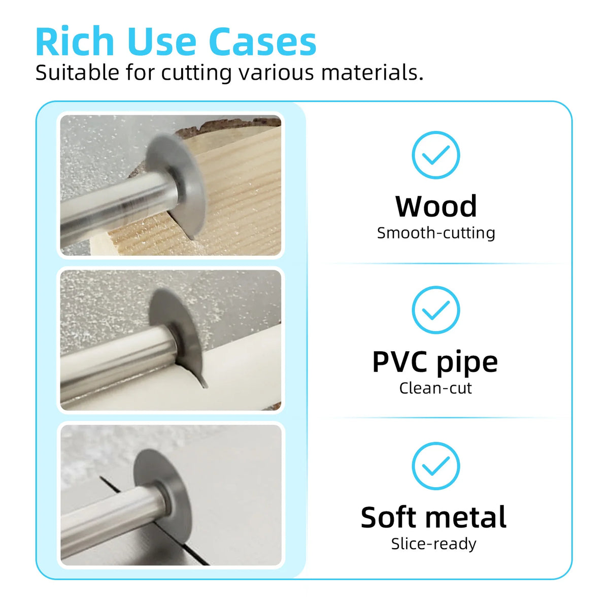 Kit Complet de Lames de Scie HSS avec Tige Hexagonale 1/4" – Disques de Coupe pour Métal, Bois & Plastique
