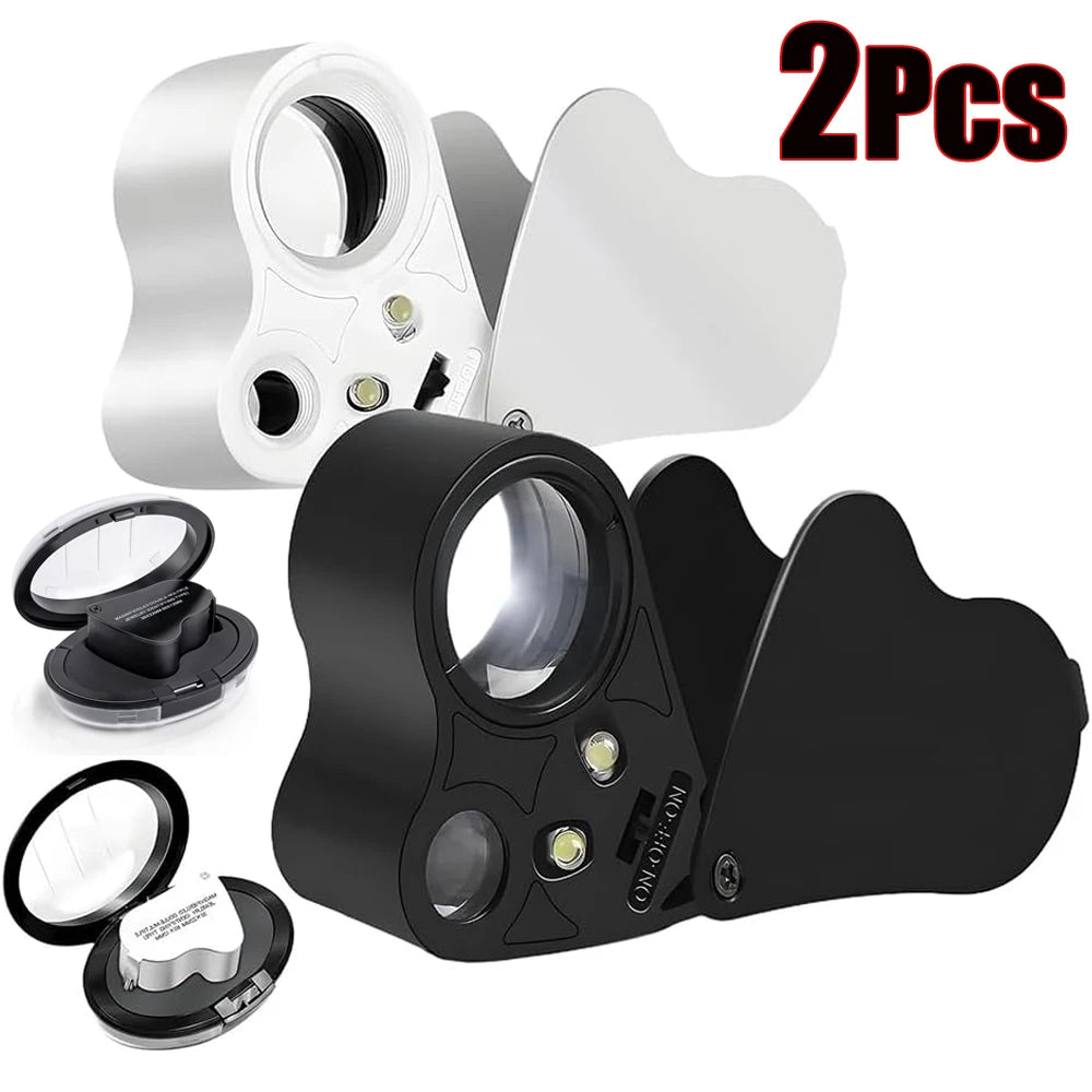 Loupe de Poche de Main 60X + 30X & 2 lumières LED