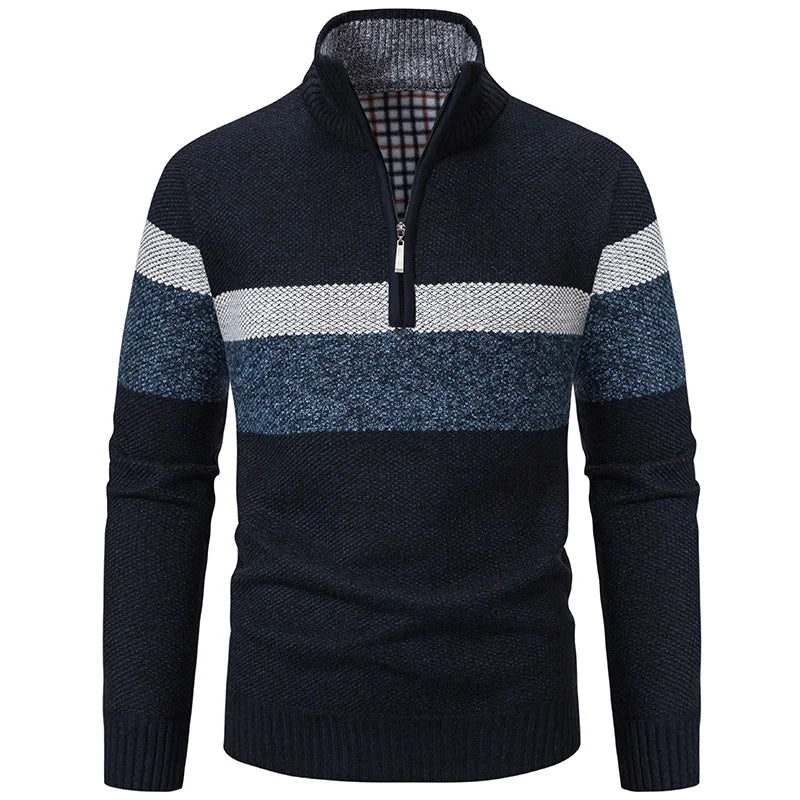 Pull Col Cheminé à Zip Tricolore