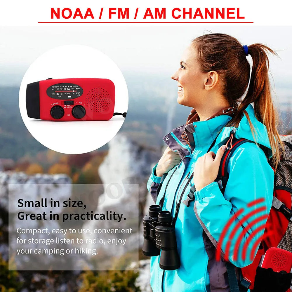 Radio FM solaire d'urgence avec manivelle - Multifonction