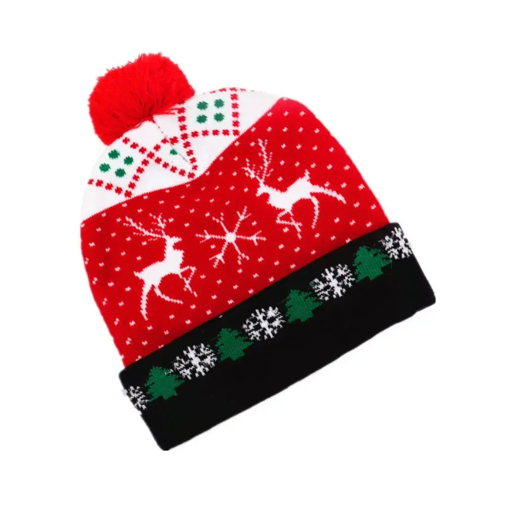 Bonnet de Noël à Pompom lumineux et chaud