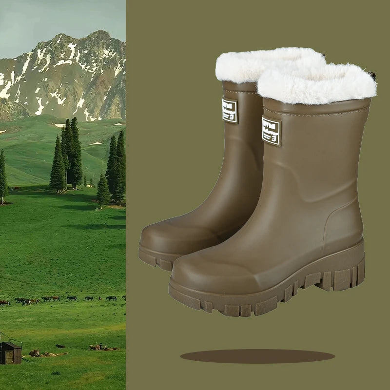 Bottes de Pluie Montantes à Doublure Chaude - Femme