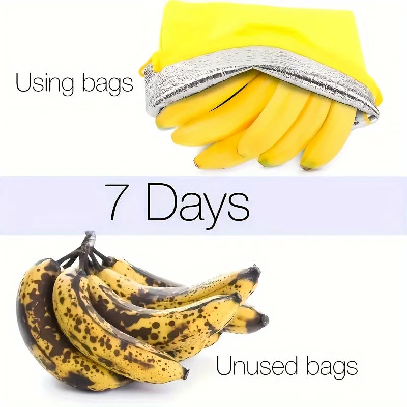 Lot de 2 Sacs de Conservation pour Bananes & Laitue – Pochettes Réutilisables pour Garder les Fruits et Légumes Frais