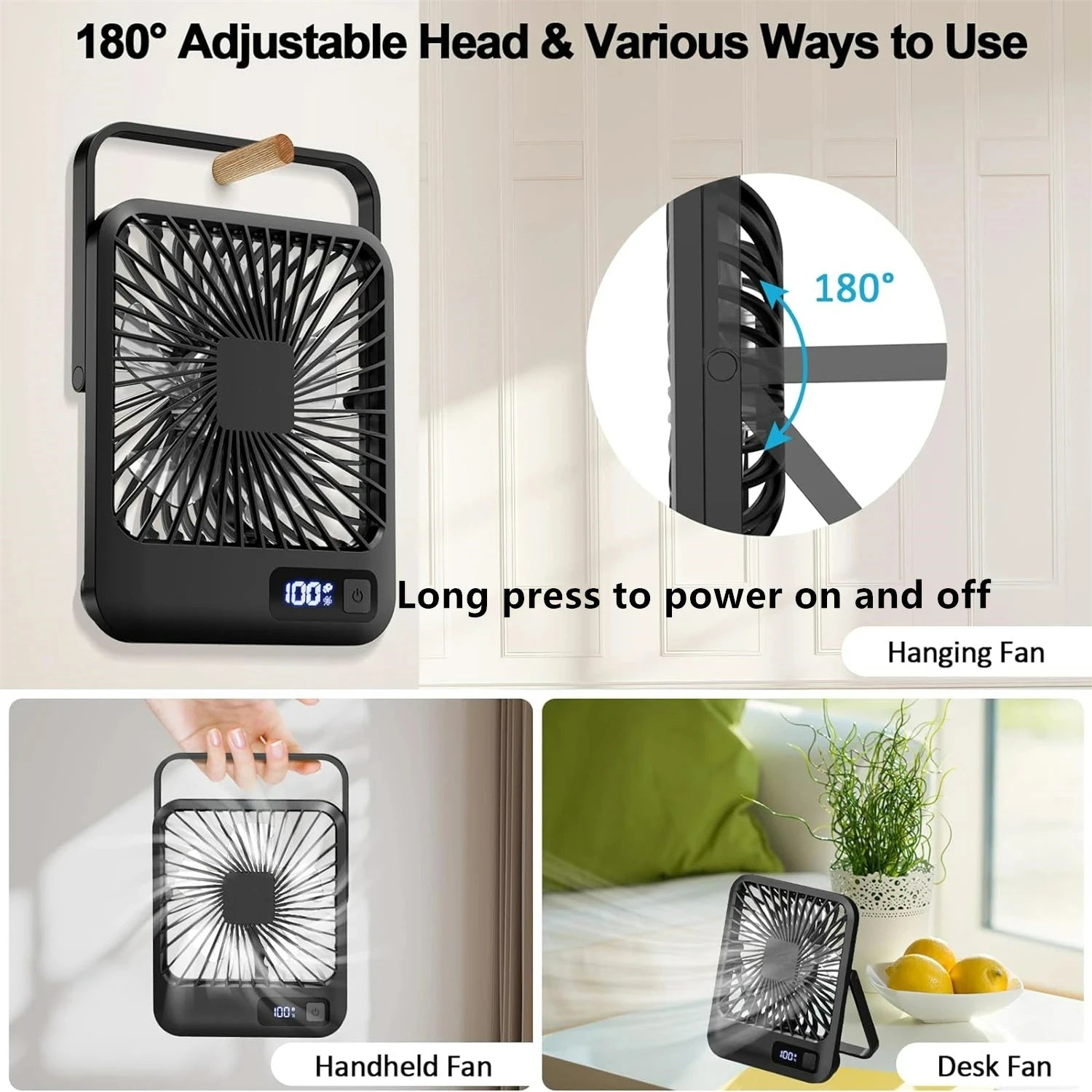Ventilateur Compact USB à Tête Pivotante 180°
