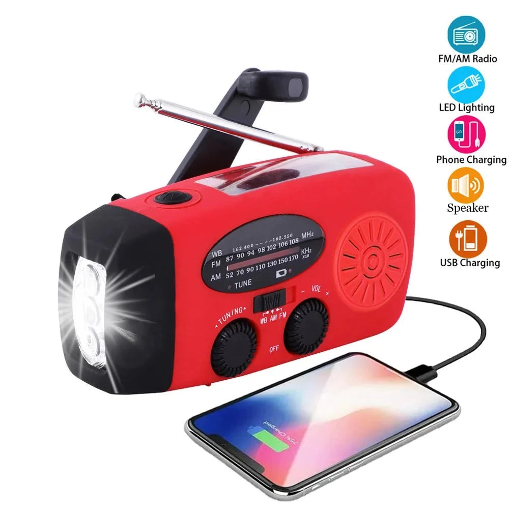 Radio FM solaire d'urgence avec manivelle - Multifonction