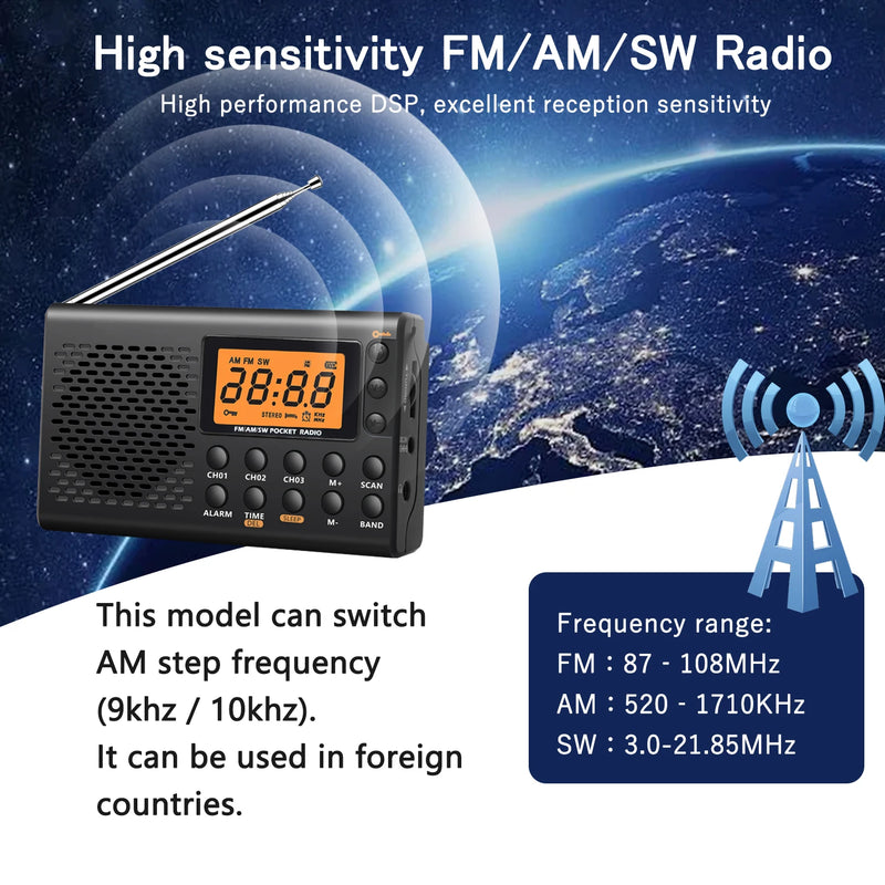 Radio-Réveil numérique 3 bandes AM/FM/SW