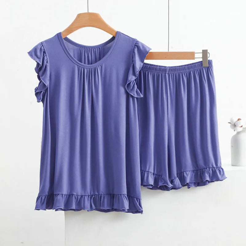 Pyjama en Modal à volants Femme - Printemps/ Été