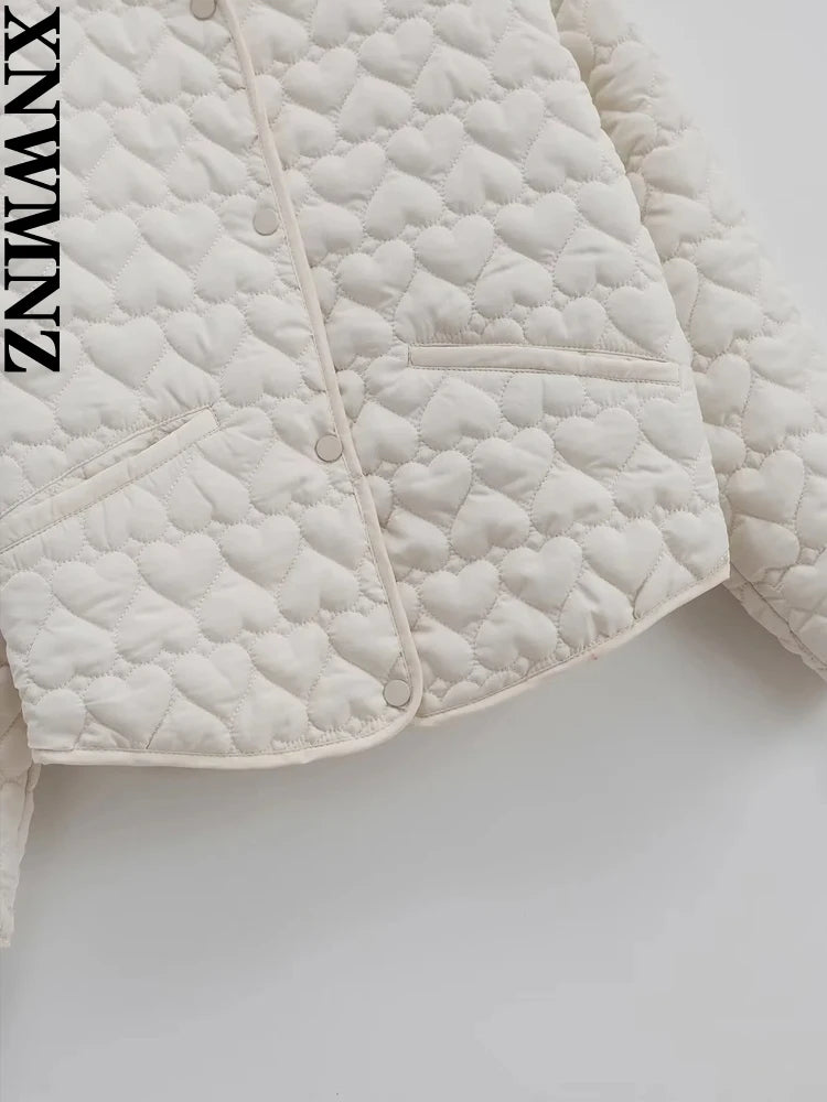 Veste rembourrée à manches longues et col rond - Motif Coeur