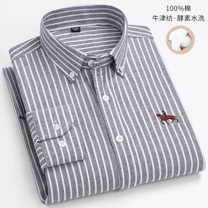 Chemise Homme Oxford Coton Rayé Classique