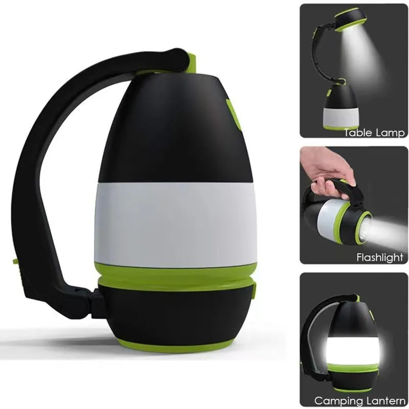 Lampe de camping multifonctions 3 en 1 à LED rechargeable