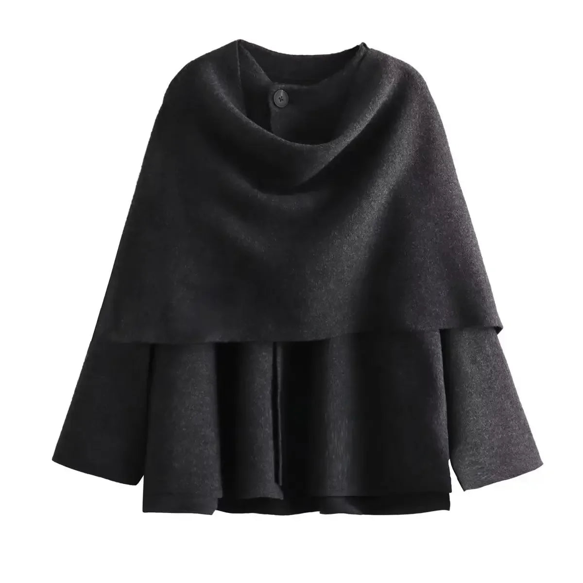 Manteau Cape Ample 2 en 1 avec Écharpe