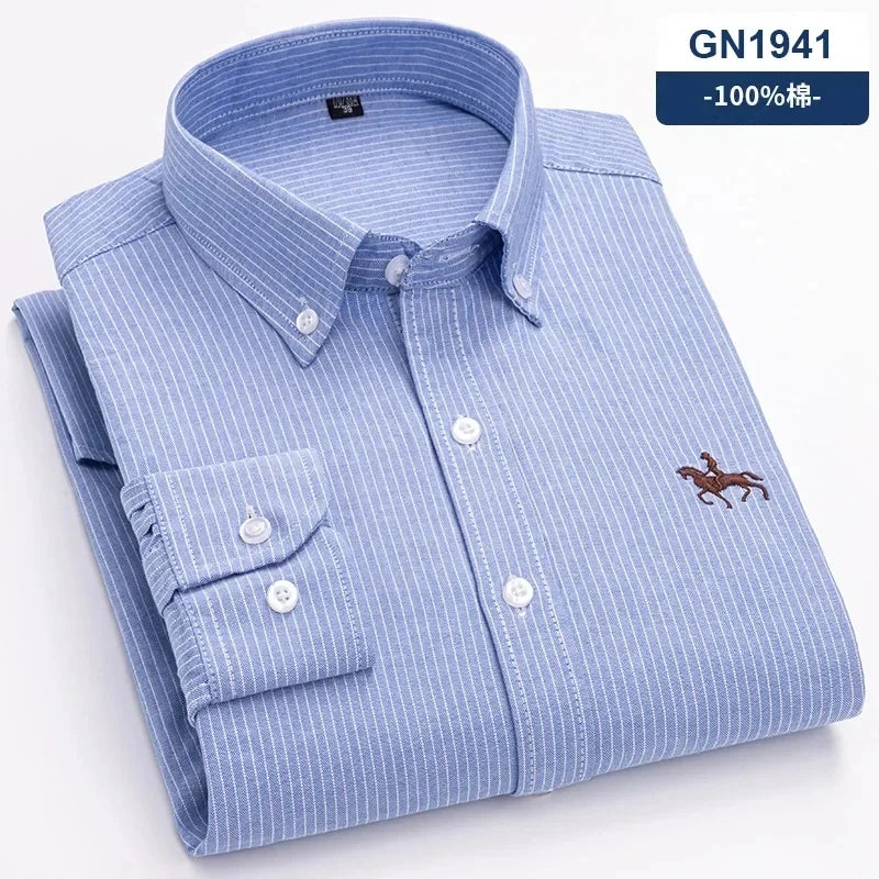Chemise Homme Oxford Coton Rayé Classique