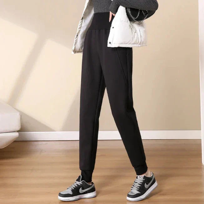 Jogging Slim à Large Taille Haute et Doublure Polaire