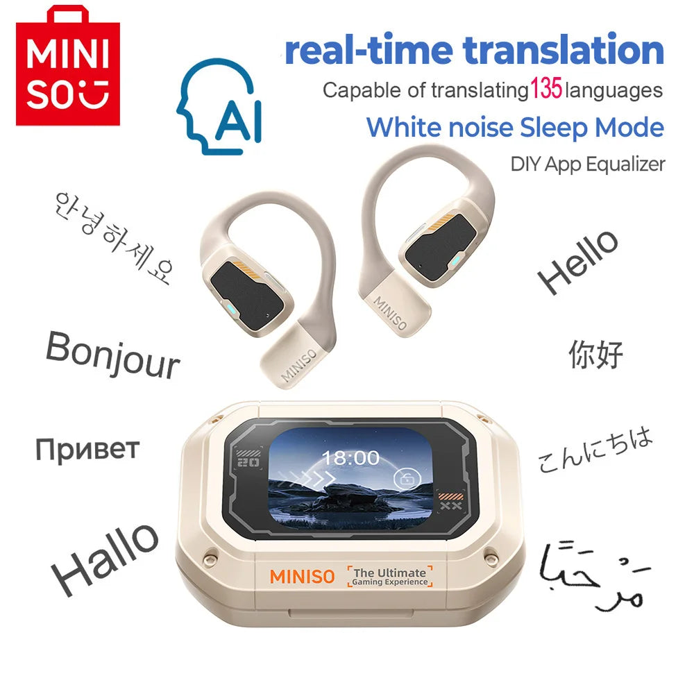 Écouteurs Confort Ouvert - Écran Intelligent & Traduction Multilingue