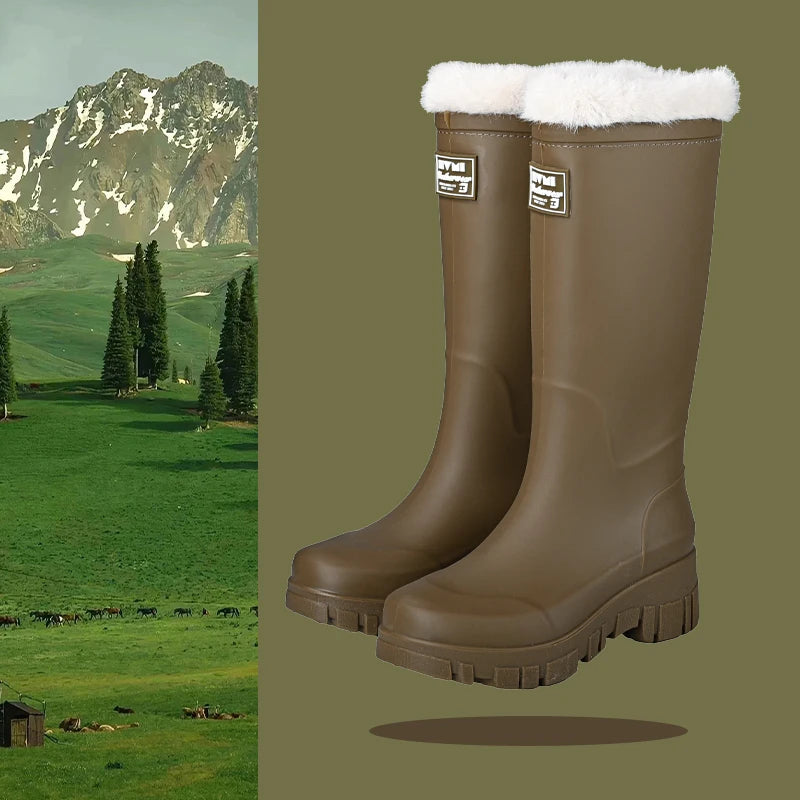 Bottes de Pluie Montantes à Doublure Chaude - Femme