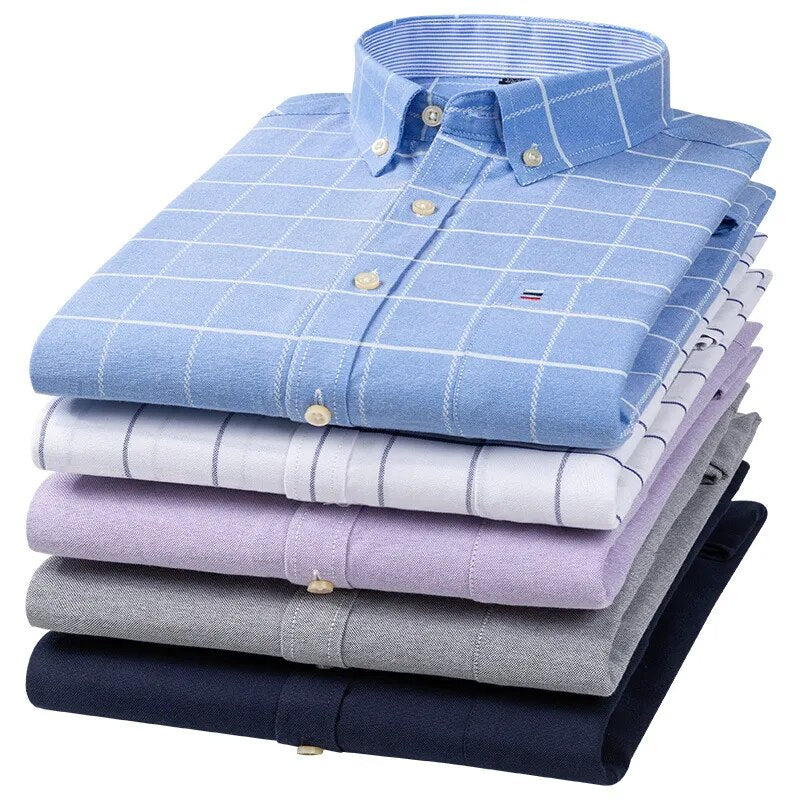 Chemise en coton à rayures à manches longues pour homme
