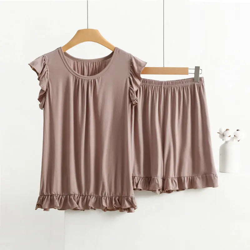 Pyjama en Modal à volants Femme - Printemps/ Été