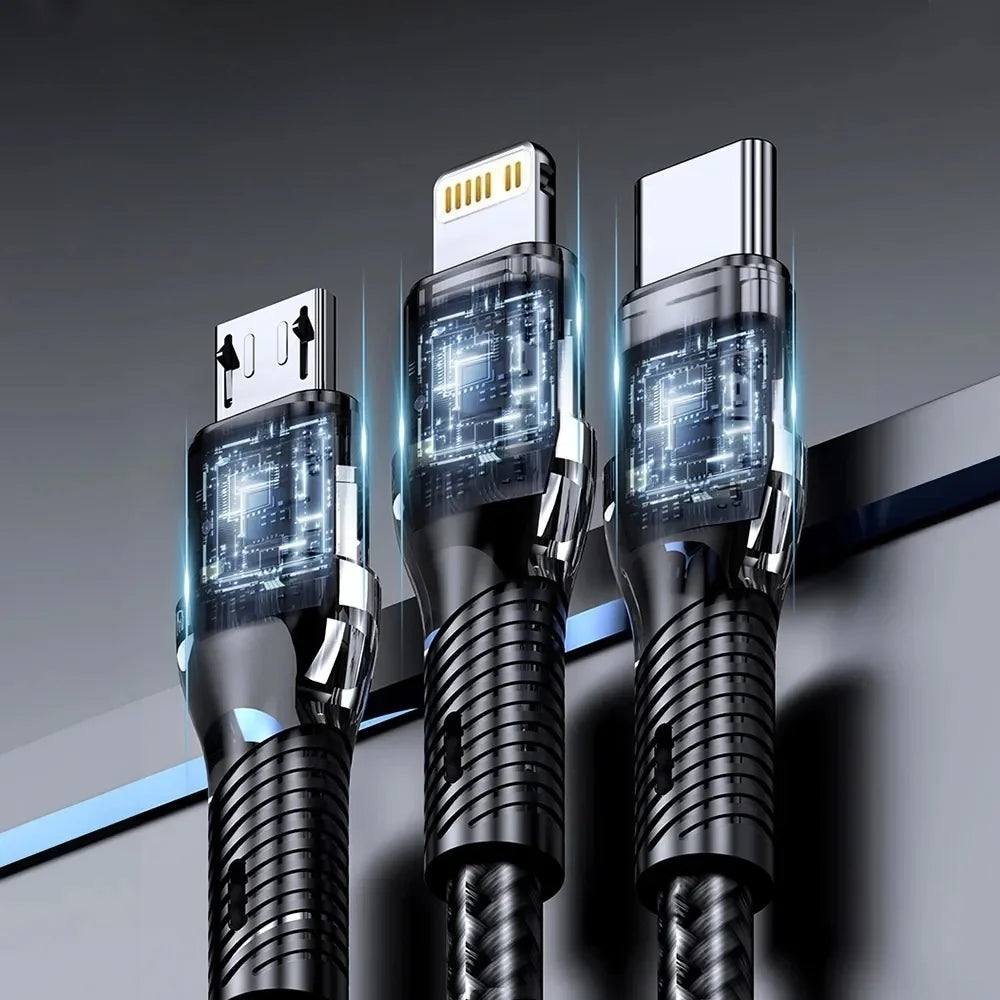 Lot de 2 Câble USB 3 en 1 charge rapide 120W