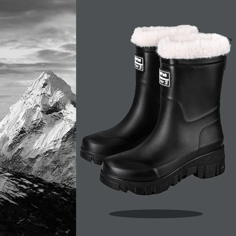 Bottes de Pluie Montantes à Doublure Chaude - Femme