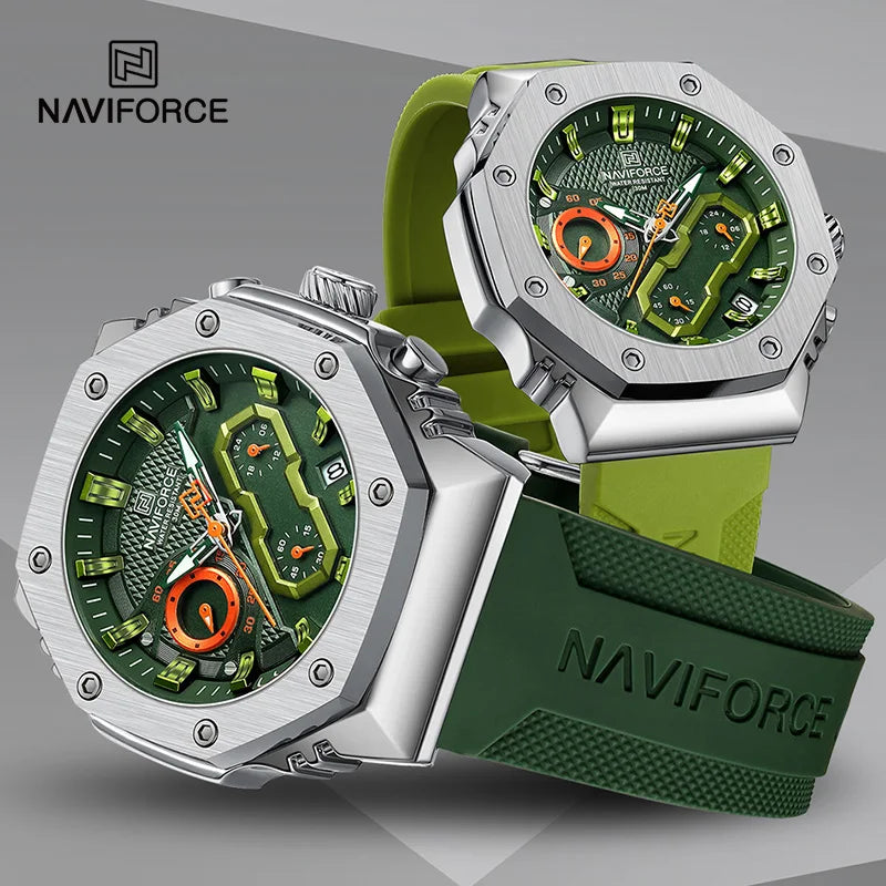 NAVIFORCE - Montre-bracelet à quartz avec bracelet en silicone souple