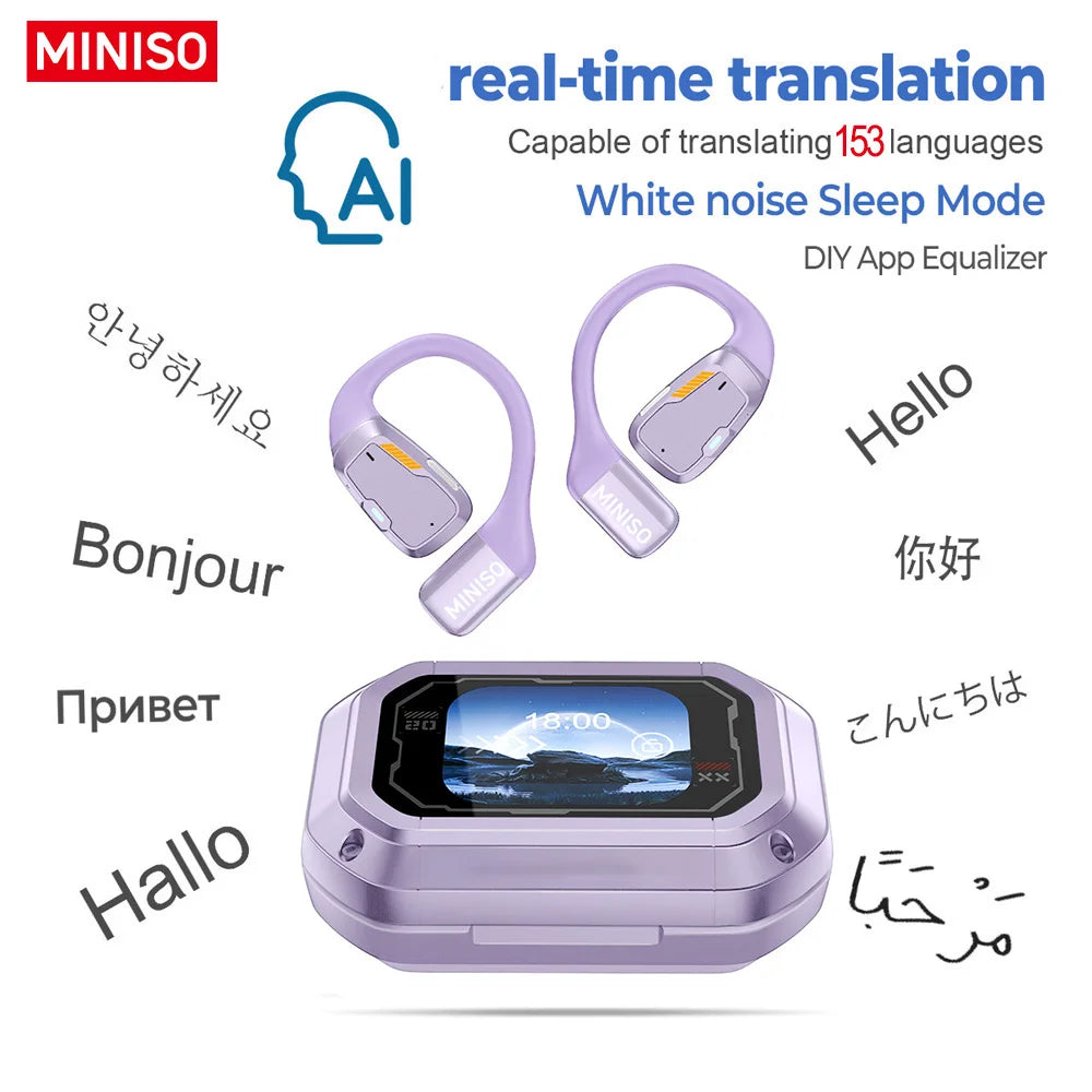 Écouteurs Confort Ouvert - Écran Intelligent & Traduction Multilingue