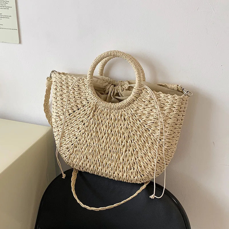 Panier d'été en Osier 2 en 1 à Bandoulière Amovible