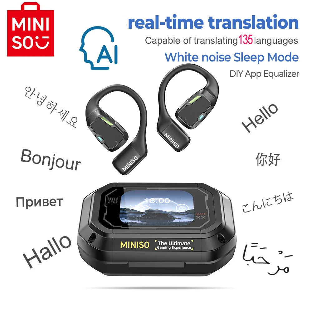 Écouteurs Confort Ouvert - Écran Intelligent & Traduction Multilingue