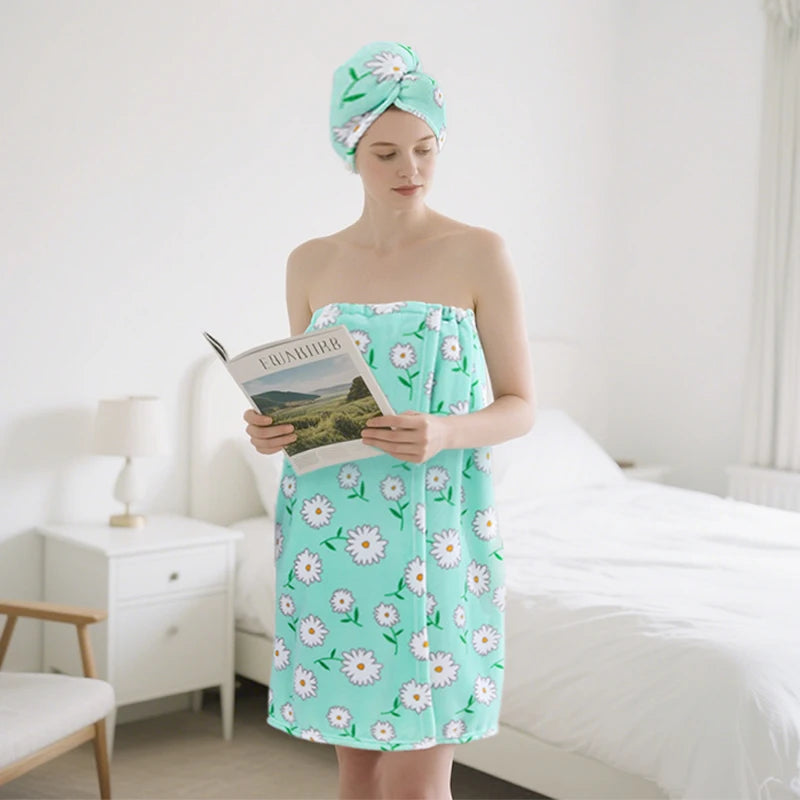 Ensemble 2PCS de Bain - Serviette & Turban en Microfibre ULTRA Absorbande