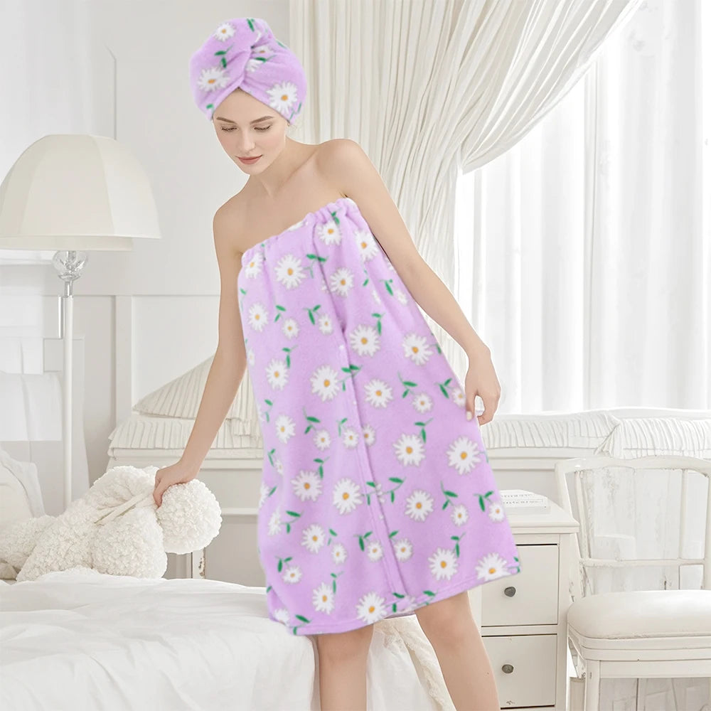 Ensemble 2PCS de Bain - Serviette & Turban en Microfibre ULTRA Absorbande