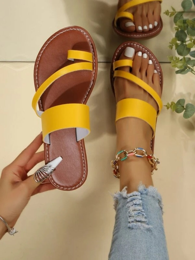 Sandales plates bride orteil - Cuir PU