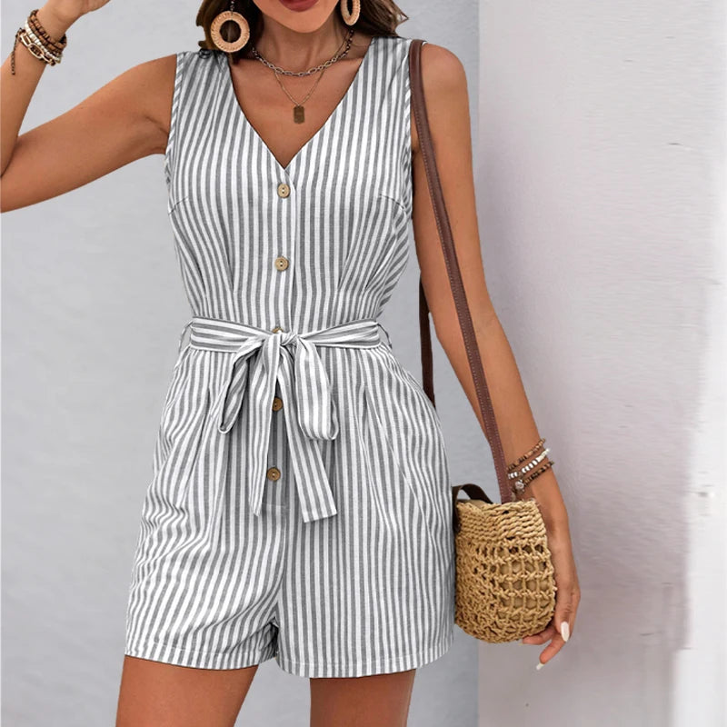 Combi-Short Rayé Élégant Été Bohème