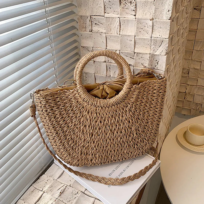 Panier d'été en Osier 2 en 1 à Bandoulière Amovible
