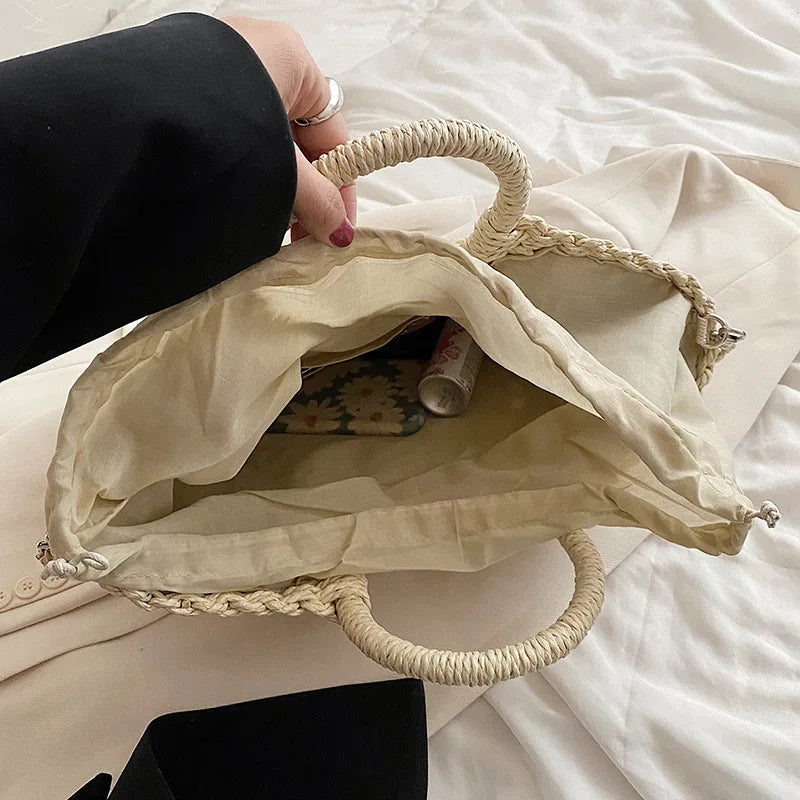 Panier d'été en Osier 2 en 1 à Bandoulière Amovible