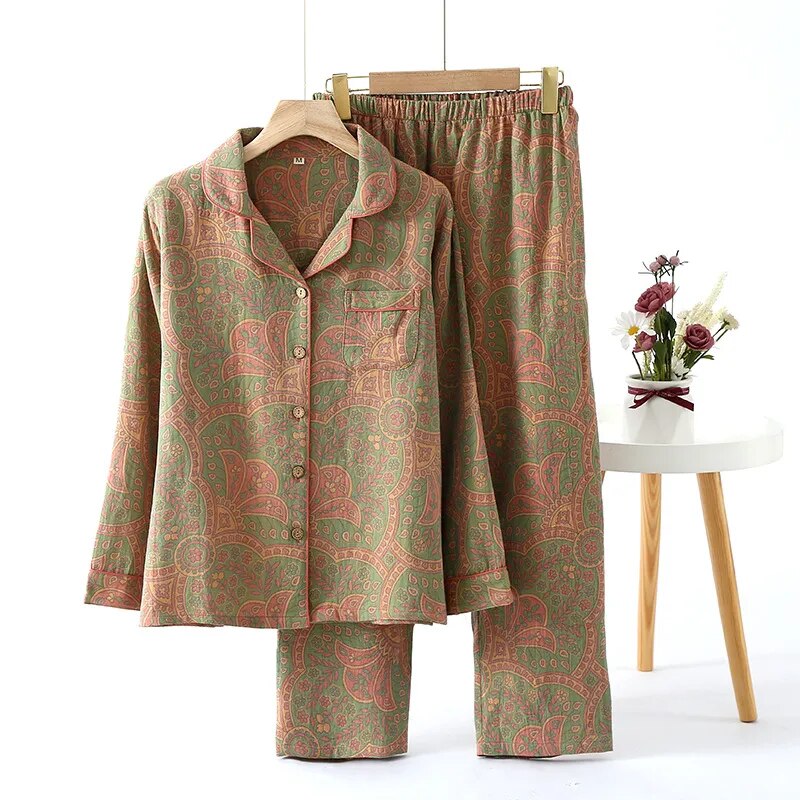 Pyjama 2PCS imprimé ethnique en 100% Coton