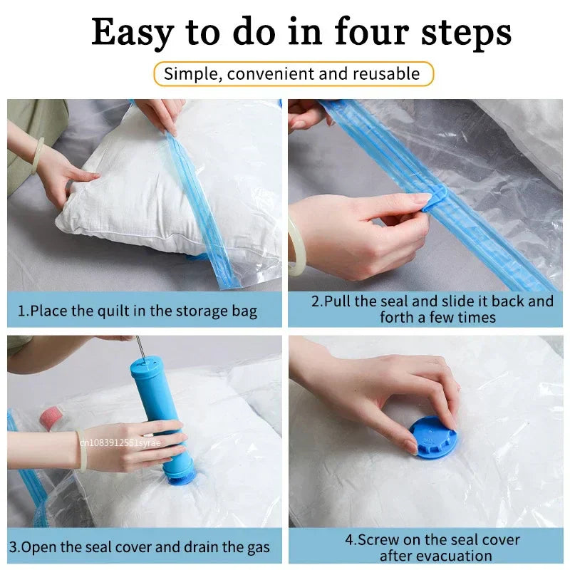 Sacs de Rangement Sous Vide – Lot de 5 + Pompe OFFERTE