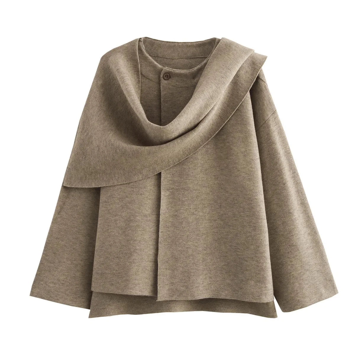 Manteau Cape Ample 2 en 1 avec Écharpe