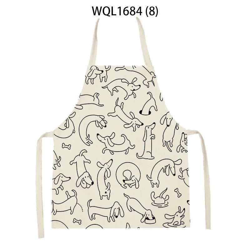 Tablier de Cuisine en Lin à Motif Chien Teckel