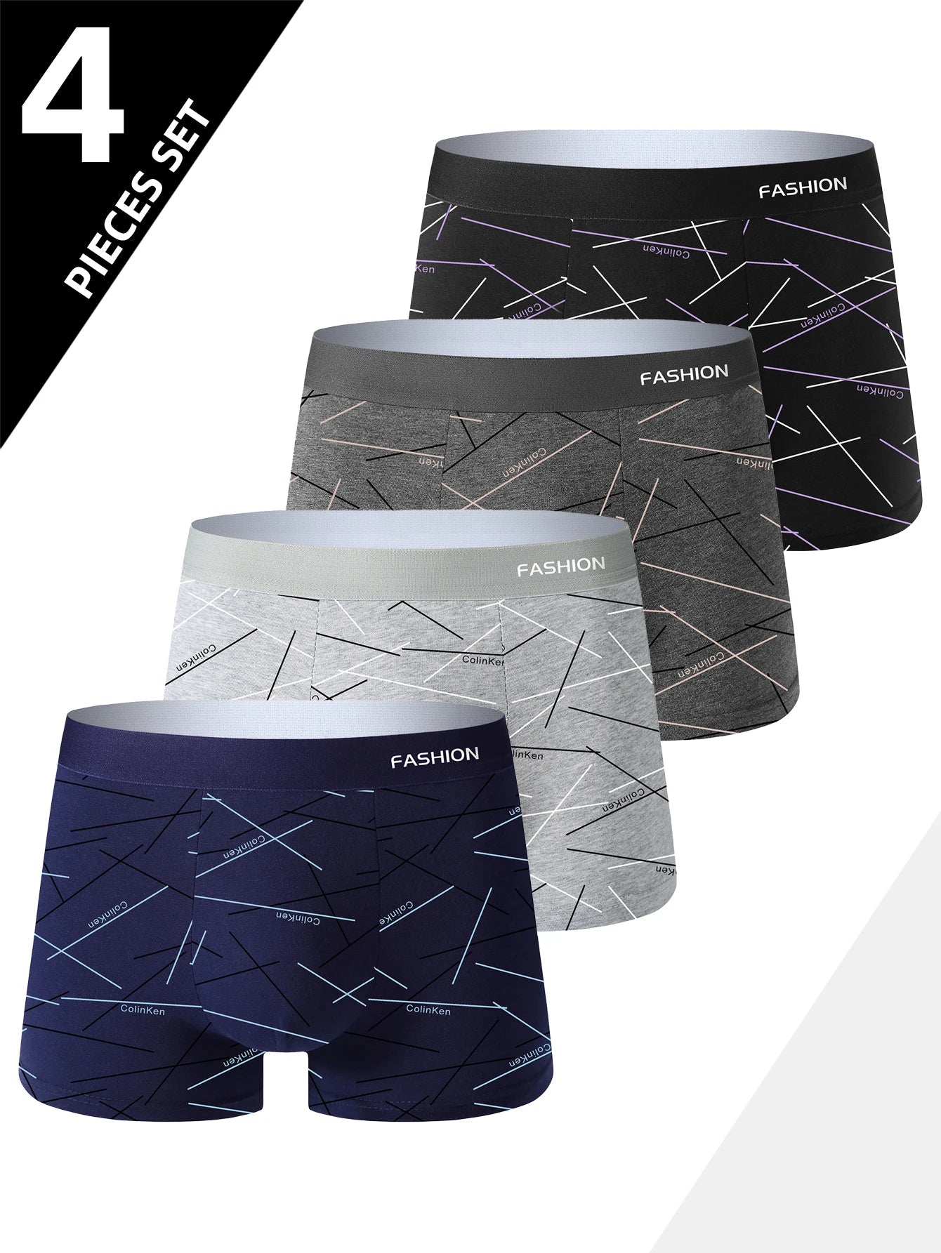 Lot de 4 Boxers Homme Confort Respirant