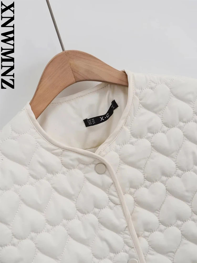 Veste rembourrée à manches longues et col rond - Motif Coeur