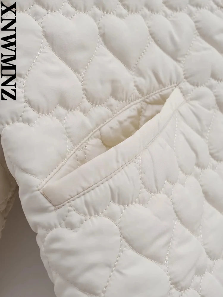 Veste rembourrée à manches longues et col rond - Motif Coeur