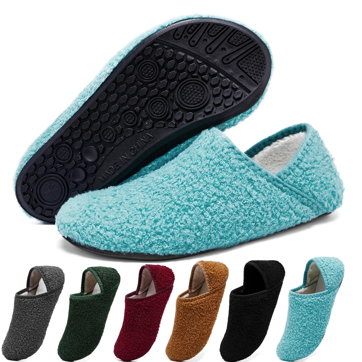 Pantoufles Moelleuses & Chaudes en Peluche Bouclette - Modèle Mixte