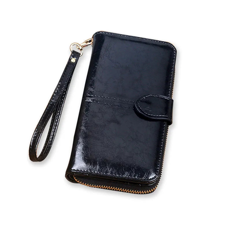 Portefeuille en cuir PU avec fermeture éclair pour femme